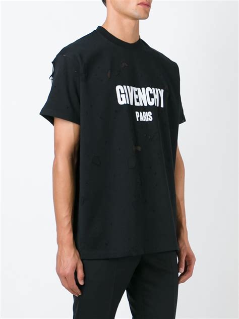 givenchy destroyed t shirt mens|givenchy distressed t shirt.